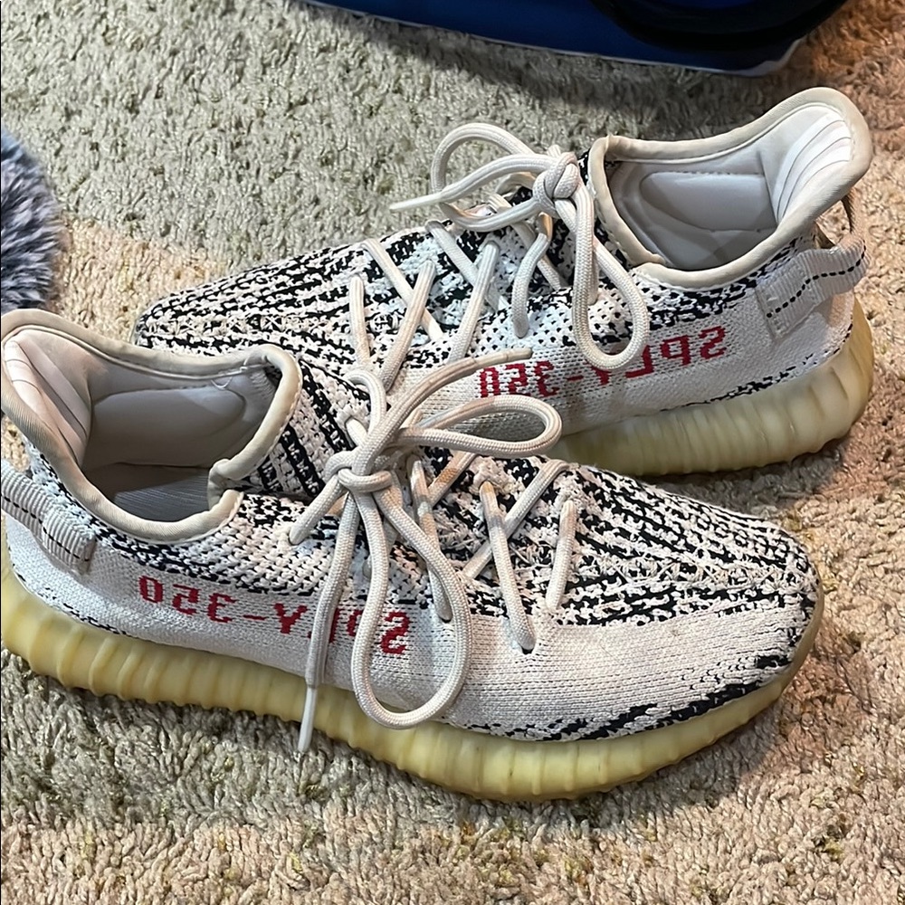 Adidas Yeezy Boost 350 V2 in Black and White with Red